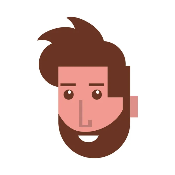 Kopf Mann Gesicht mit Bart Charakter — Stockvektor