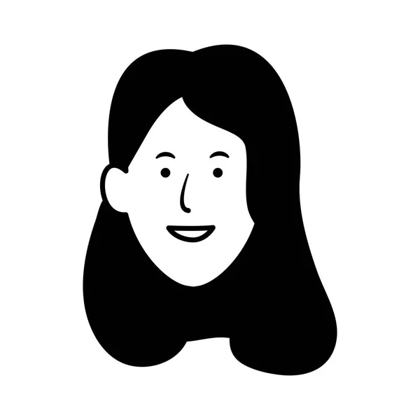 Cartoon Frau mit langen Haaren Ikone, flaches Design — Stockvektor