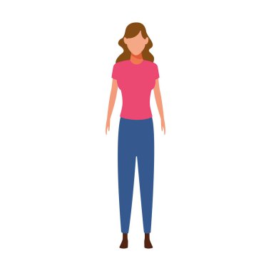 avatar kadın ayakta simge, düz tasarım
