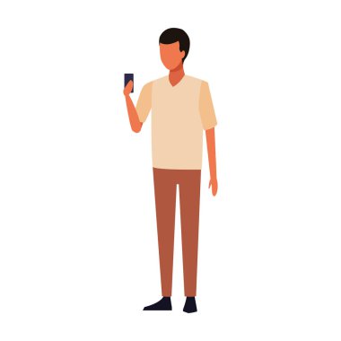 Cep telefonu simgesi olan bir avatar adam