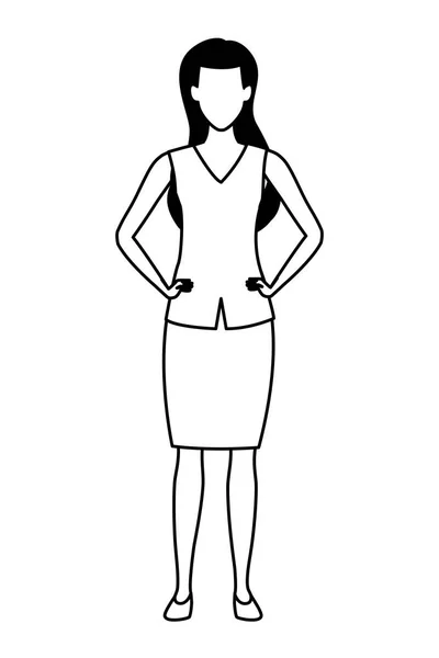 Ejecutiva mujer de negocios avatar caricatura sin rostro en blanco y negro — Vector de stock
