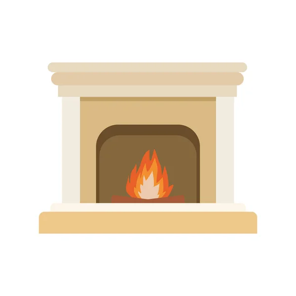Καμινάδα με εικονίδιο πυρκαγιάς, επίπεδη σχεδίαση — Διανυσματικό Αρχείο