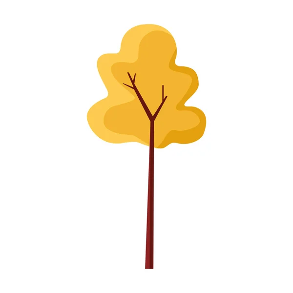 Yellow Autumn tree icon, flat design — 스톡 벡터