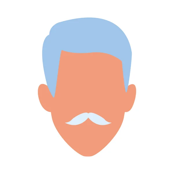 Avatar alter Mann Gesicht Ikone, flaches Design — Stockvektor