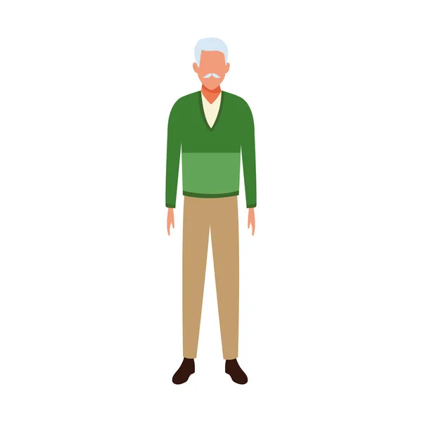 Avatar old man icon, flat design — 스톡 벡터