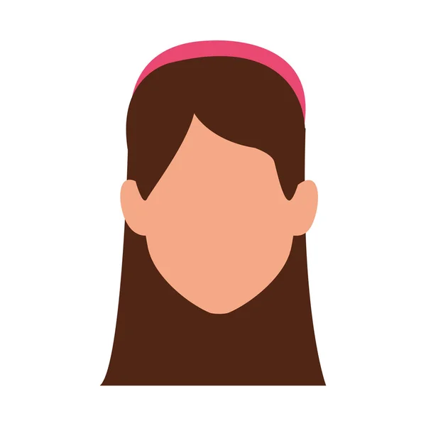 Avatar femme avec icône cheveux longs, design plat — Image vectorielle