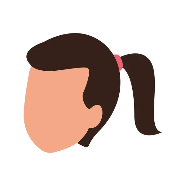 Mulher avatar com cauda de cabelo, design plano — Vetor de Stock