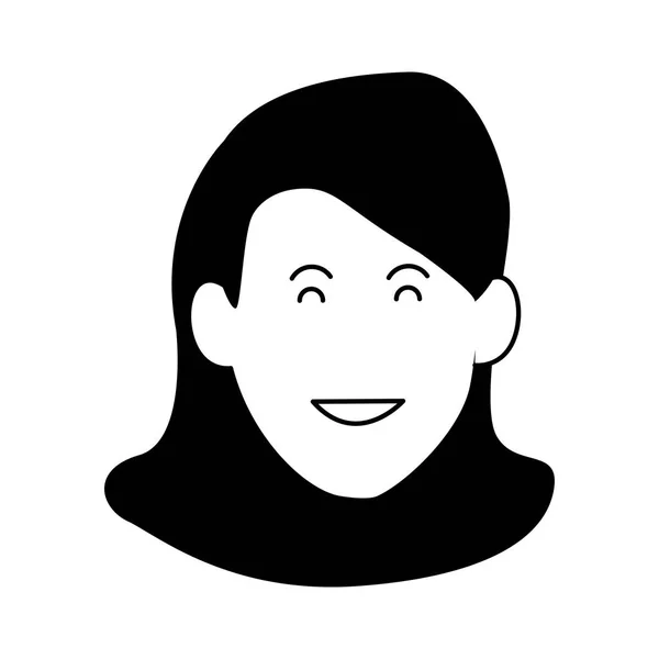 Cartoon Frau lächelnde Ikone, flaches Design — Stockvektor