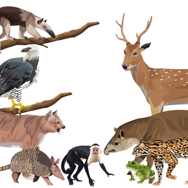 Grupp av vilda djur tecken — Stock vektor