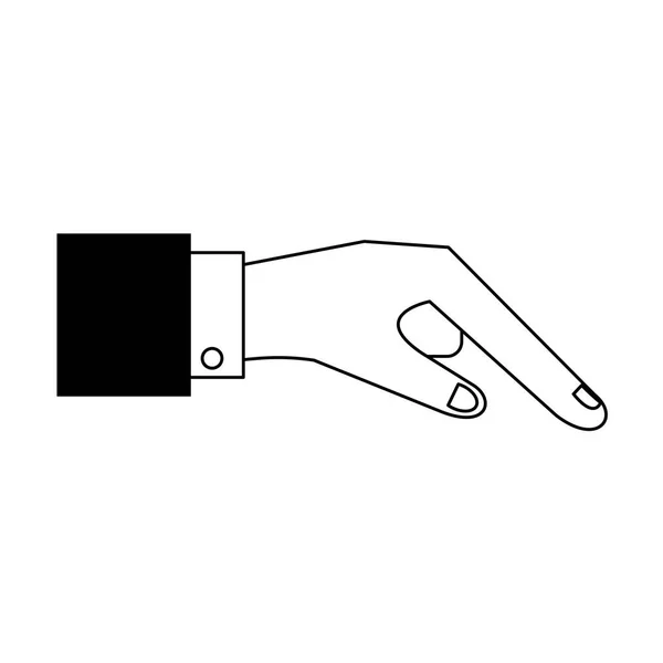 Human hand pinting cartoon in black and white — стоковый вектор