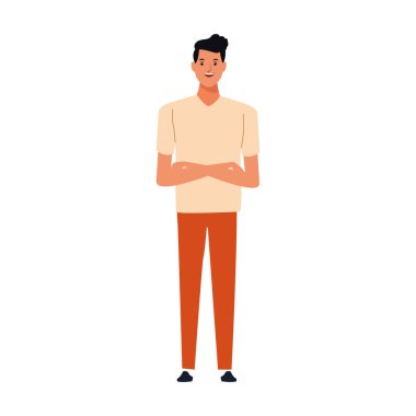 çizgi film genç adam simgesi, düz tasarım