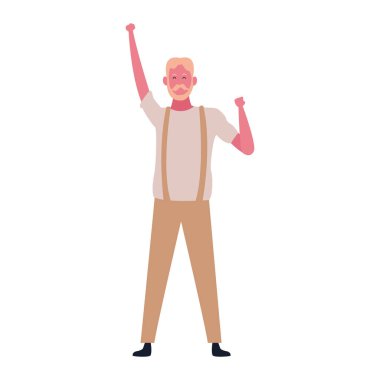 Heyecanlı adam ayakta ikon, düz tasarım