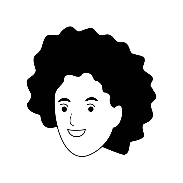 Kreslené ženy s kudrnatými vlasy ikona, plochý design — Stockový vektor