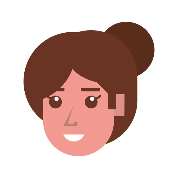 Cabeça mulher rosto personagem ícone — Vetor de Stock