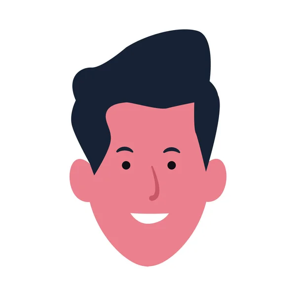 Dessin animé homme sourire visage icône — Image vectorielle