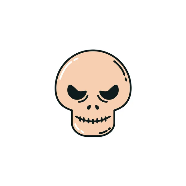 Crânio cabeça halloween plana ícone —  Vetores de Stock