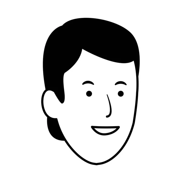 Cartoon man glimlachende pictogram, plat ontwerp — Stockvector