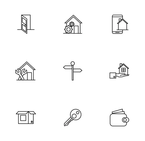 Paquete de iconos de conjunto de bienes raíces — Archivo Imágenes Vectoriales