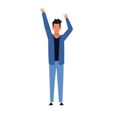 çizgi film mutlu adam kolları havada, renkli tasarım