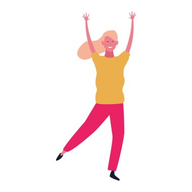 Mutlu kadın dans ikonu, düz tasarım