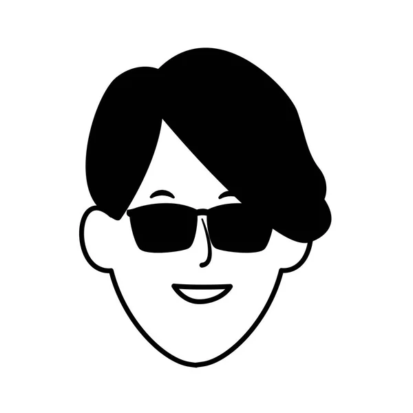 Hombre fresco con icono de gafas de sol — Vector de stock