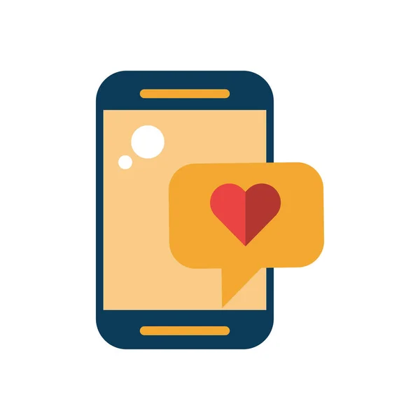 Smartphone med pratbubbla och hjärta — Stock vektor