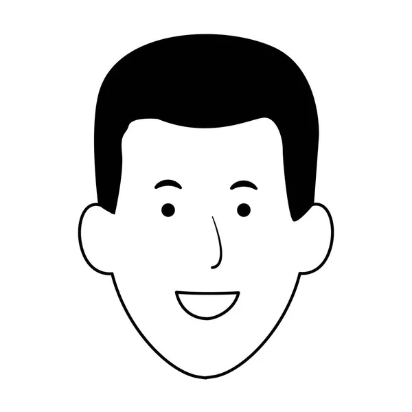 Cartoon Mann Gesicht lächelnde Ikone, flaches Design — Stockvektor