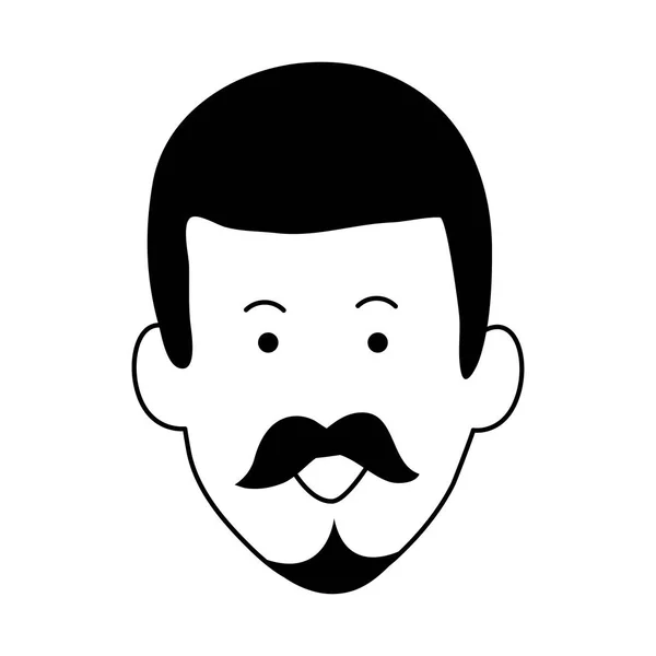 Dibujos animados hombre adulto icono de la cara, diseño plano — Vector de stock