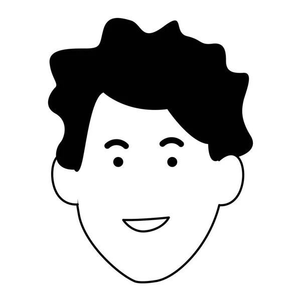 Kreslené mladé muž tvář ikona, plochý design — Stockový vektor