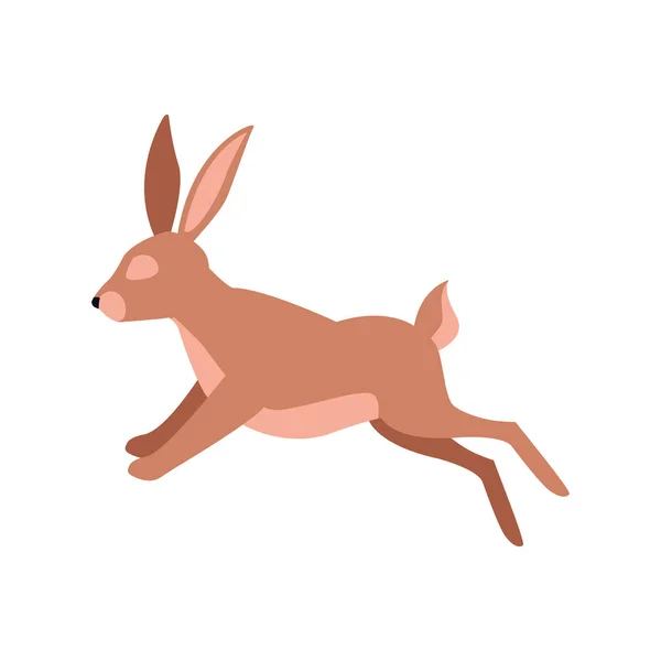 Icône de saut de lapin dessin animé, design plat — Image vectorielle