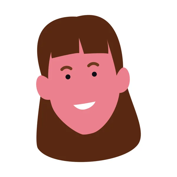 Desenhos animados ícone de rosto de mulher feliz — Vetor de Stock