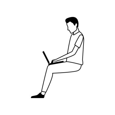 dizüstü bilgisayarı olan avatar adam