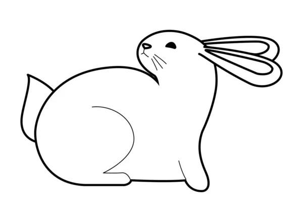 Carino animale domestico coniglio cartone animato in bianco e nero — Vettoriale Stock