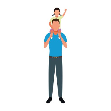 Avatar adam ve küçük kız, düz tasarım.