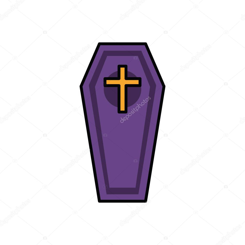 halloween wooden coffin with cross