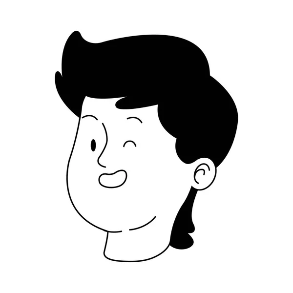 Dibujos animados adolescente niño sonriendo icono, diseño plano — Archivo Imágenes Vectoriales