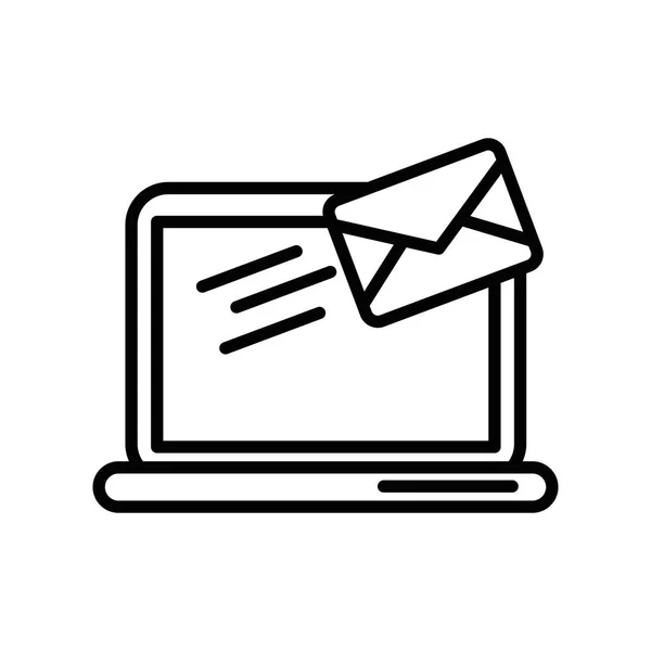 Portátil con sobre correo electrónico servicio postal — Vector de stock