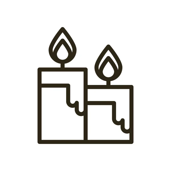 Candele fuoco fiamme isolate icona — Vettoriale Stock