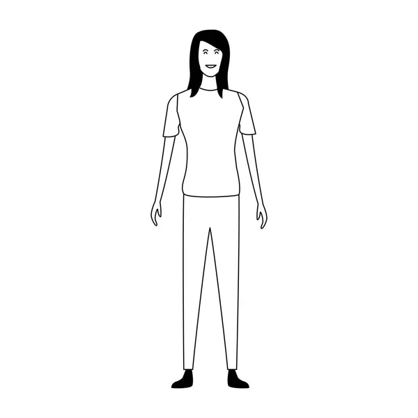 Mujer casual con icono de ropa casual, diseño plano — Vector de stock