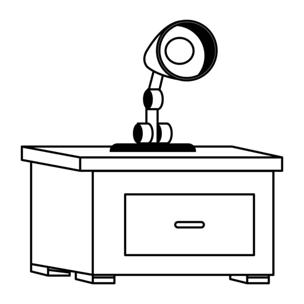 Caricaturas de elementos de oficina y lugar de trabajo en blanco y negro — Vector de stock