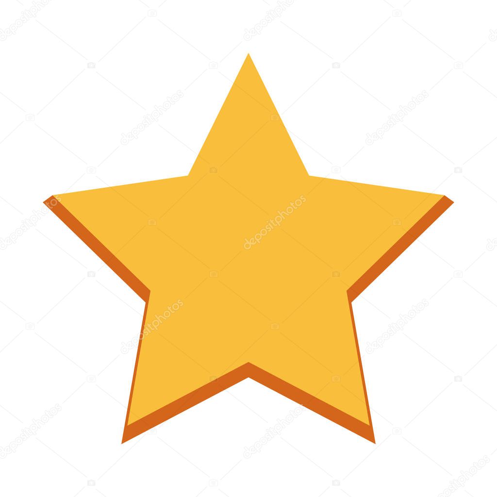 yellow star shape icon, flat design