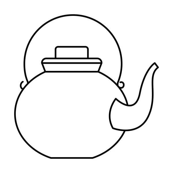 Théière et bouilloire boissons ustensiles en noir et blanc — Image vectorielle