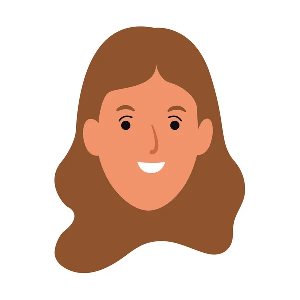 Icono de mujer de dibujos animados, diseño plano — Vector de stock