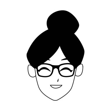 çizgi film yaşlı kadın yüzü simgesi, düz tasarım