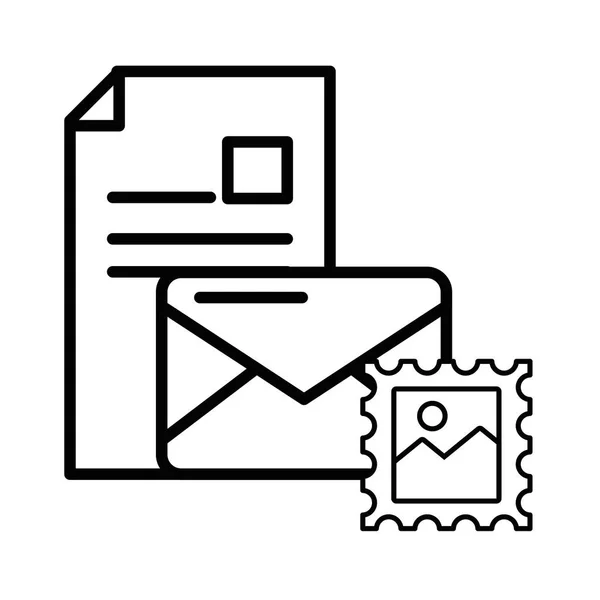 Sobre de correo con sello servicio postal — Vector de stock