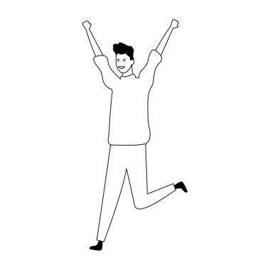 Heyecanlı adam eğleniyor, düz tasarım