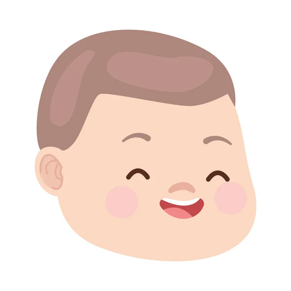 Desenho animado ícone do rosto do menino feliz, design plano — Vetor de Stock