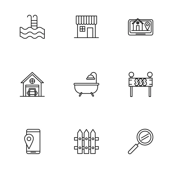 Bundle of real estate set icons — 스톡 벡터