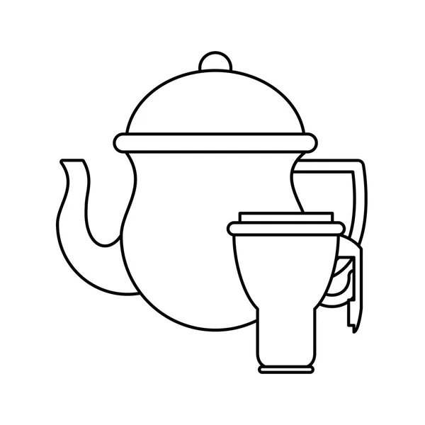 Kitchen teapot ceramic utensil icon — ストックベクタ