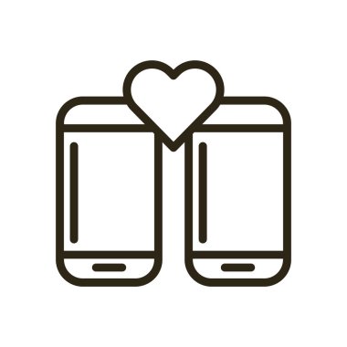 Sevgililer günün kutlu olsun. Kalpli akıllı telefonlar sohbet eder.